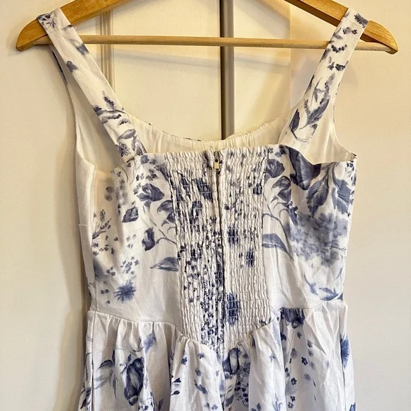 NWT Reformation Balia Midi Linen Dress in Lupine  Blue White Floral | size 2 - Picture 11 of 13